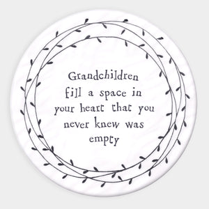 East of India Porcelain Circle Coaster - Grandchildren