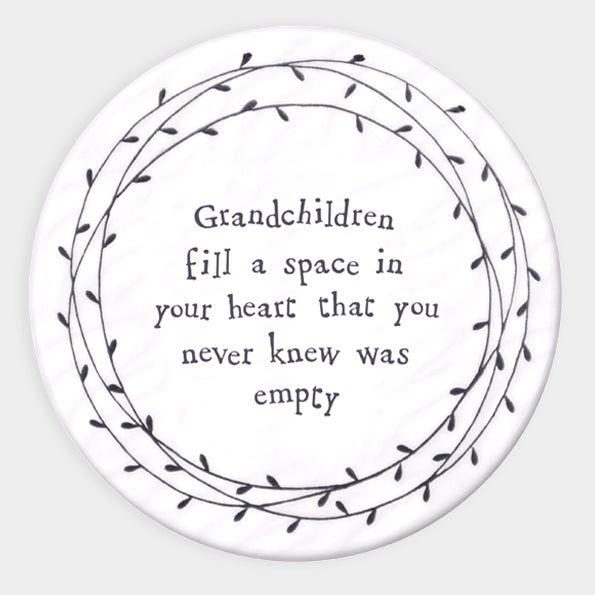 East of India Porcelain Circle Coaster - Grandchildren