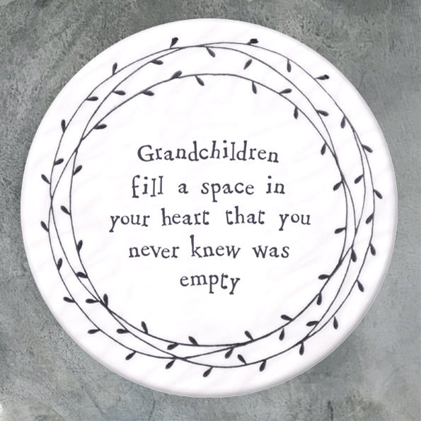 East of India Porcelain Circle Coaster - Grandchildren