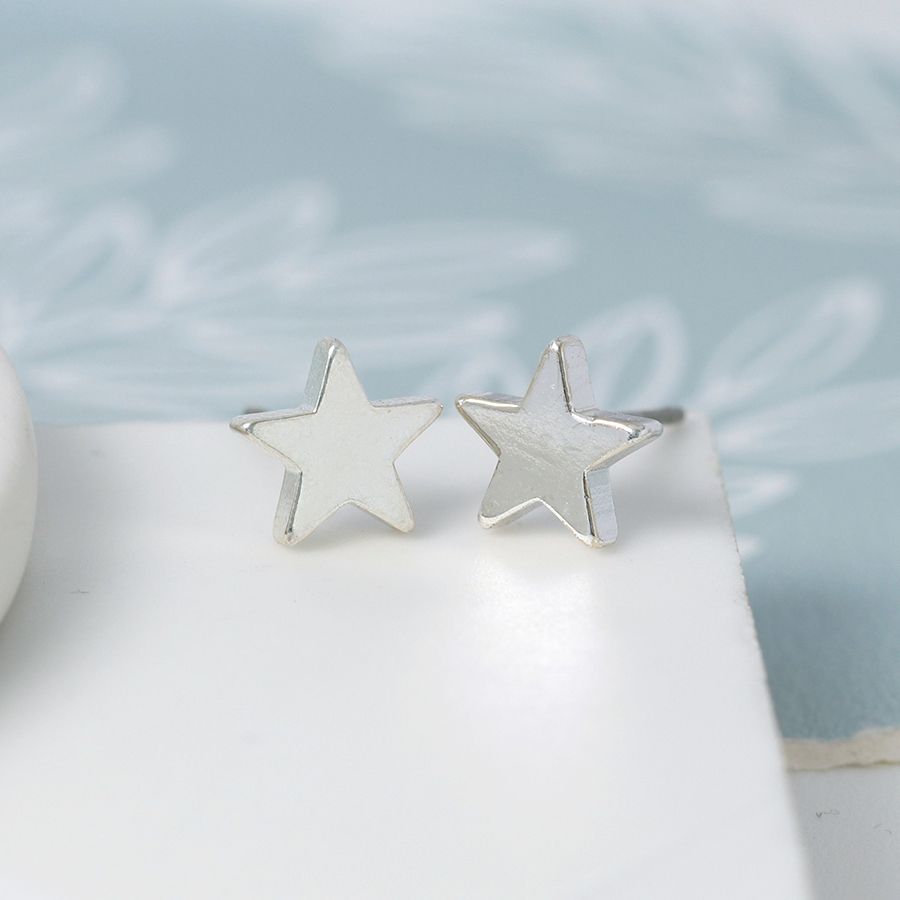POM Silver Plated Star Stud Earrings
