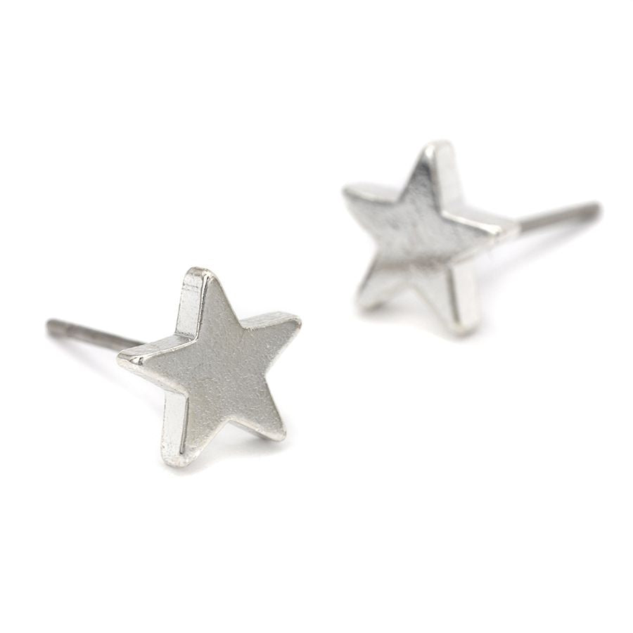 POM Silver Plated Star Stud Earrings