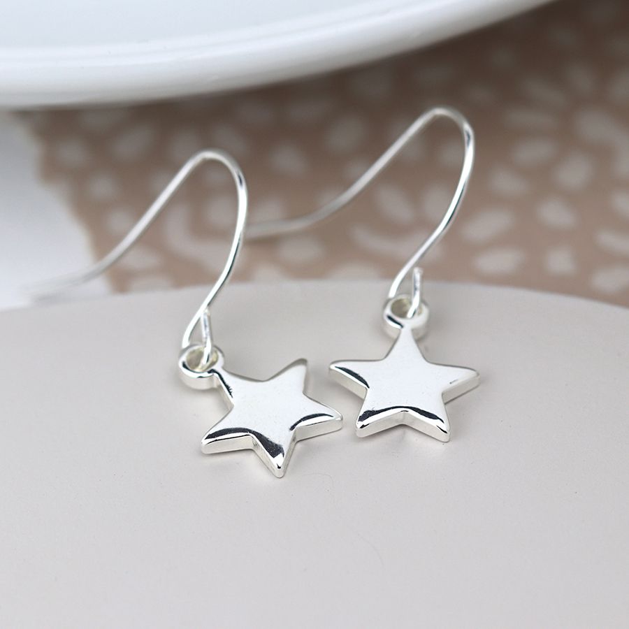 POM Silver Plated Star Dop Earrings