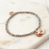 POM Rose Gold Heart Disc Grey Bead Bracelet