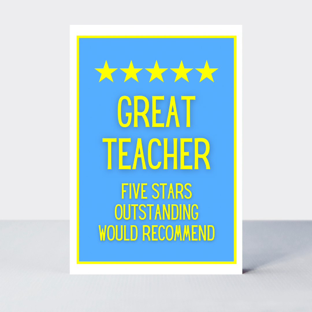 Not Too Bright Five Star Teacher Card