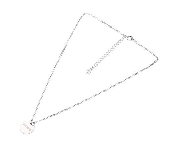Sisters Sentiment Disc Necklace - Silver