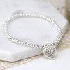 POM Silver Plated Bracelet with Crystal Inset Heart