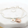 POM Triple Strand Bracelet with Heart Charms