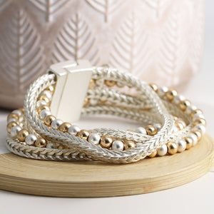 POM Silver plated chain and mixed golden/silver bead bracelet | More Than Just A Gift
