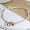 POM Silver Triple Chain Bracelet With Gp Heart And Silver Plated  Dachshund