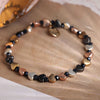 POM Mixed Metallic Matte Hearts and Black Beads Bracelet