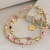 POM Golden Chain and Pink Bead Bracelet with Tourmaline