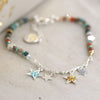 POM Silver Plated Mix Bead Bracelet with Threaded Stars