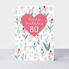 Fleur Scattered Flowers 80th Birthday Card