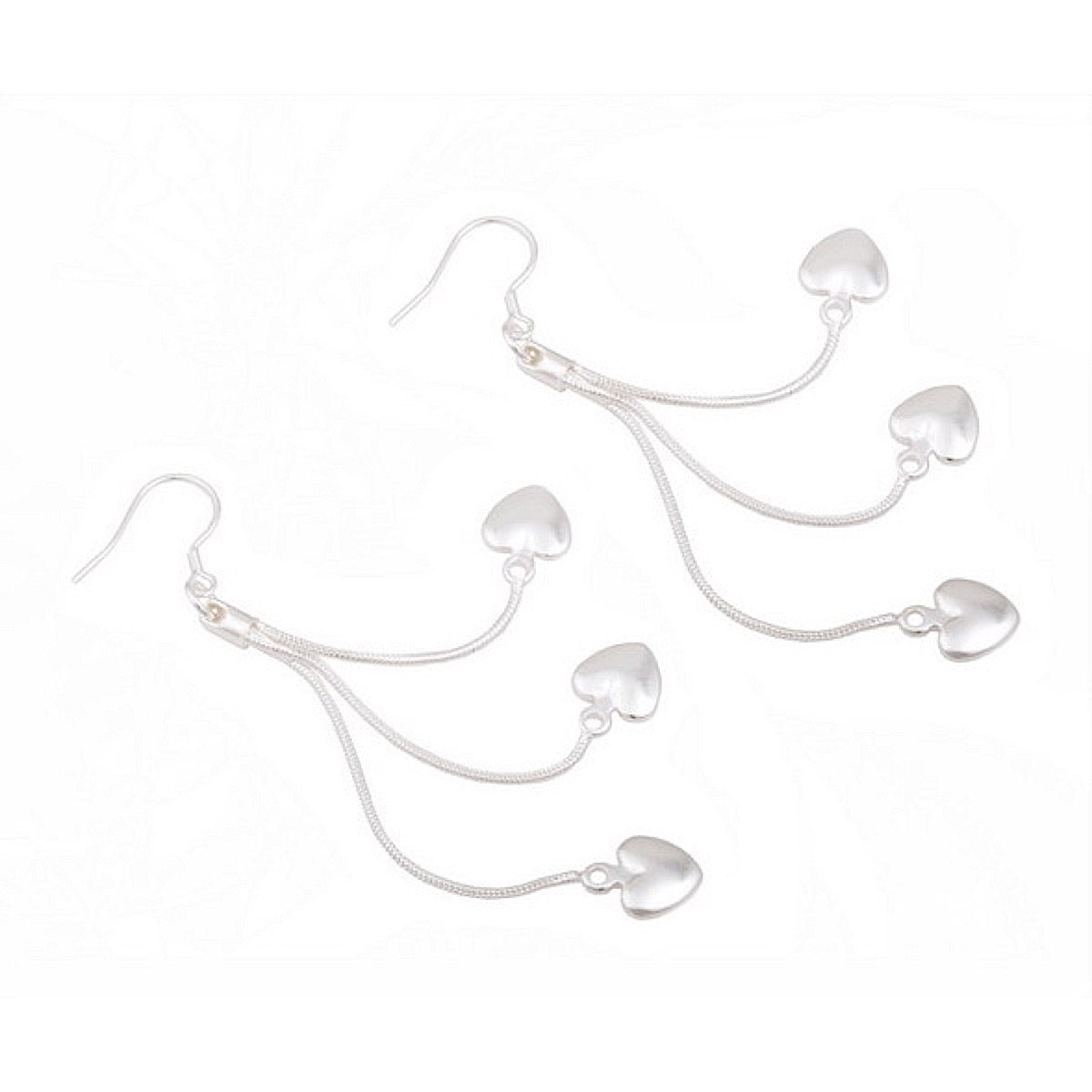 Silver Plated Heart Drop Earrings