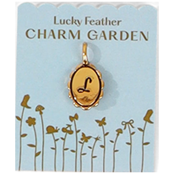 Lucky Feather - Charm Garden - Scalloped Initial Charm - Gold - L