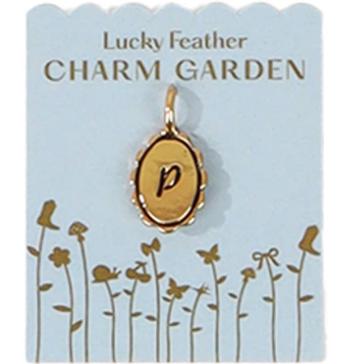 Lucky Feather - Charm Garden - Scalloped Initial Charm - Gold - P