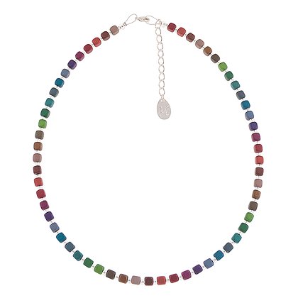 Carrie Elspeth Rainbow Satin Cube Full Necklace