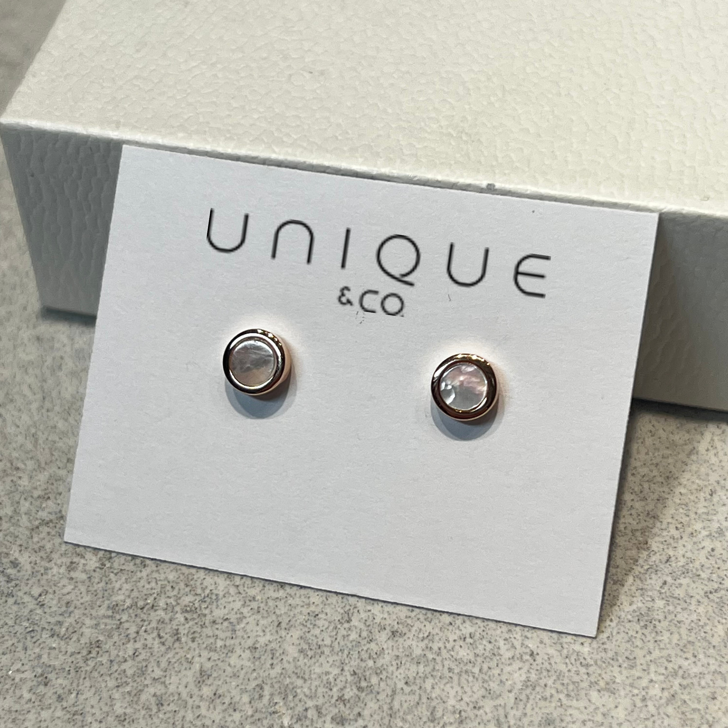 Unique & Co Rose Gold Mother Of Pearl Earrings