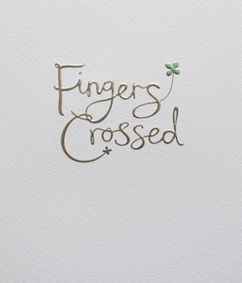 Mimosa Fingers Crossed Good Luck Card