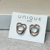 Unique & Co Silver Circle & Rose Gold Heart Intertwined Earrings