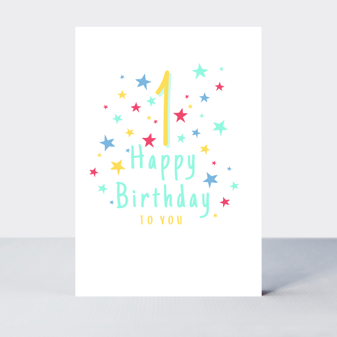 Super Stars Age 1 Birthday Card