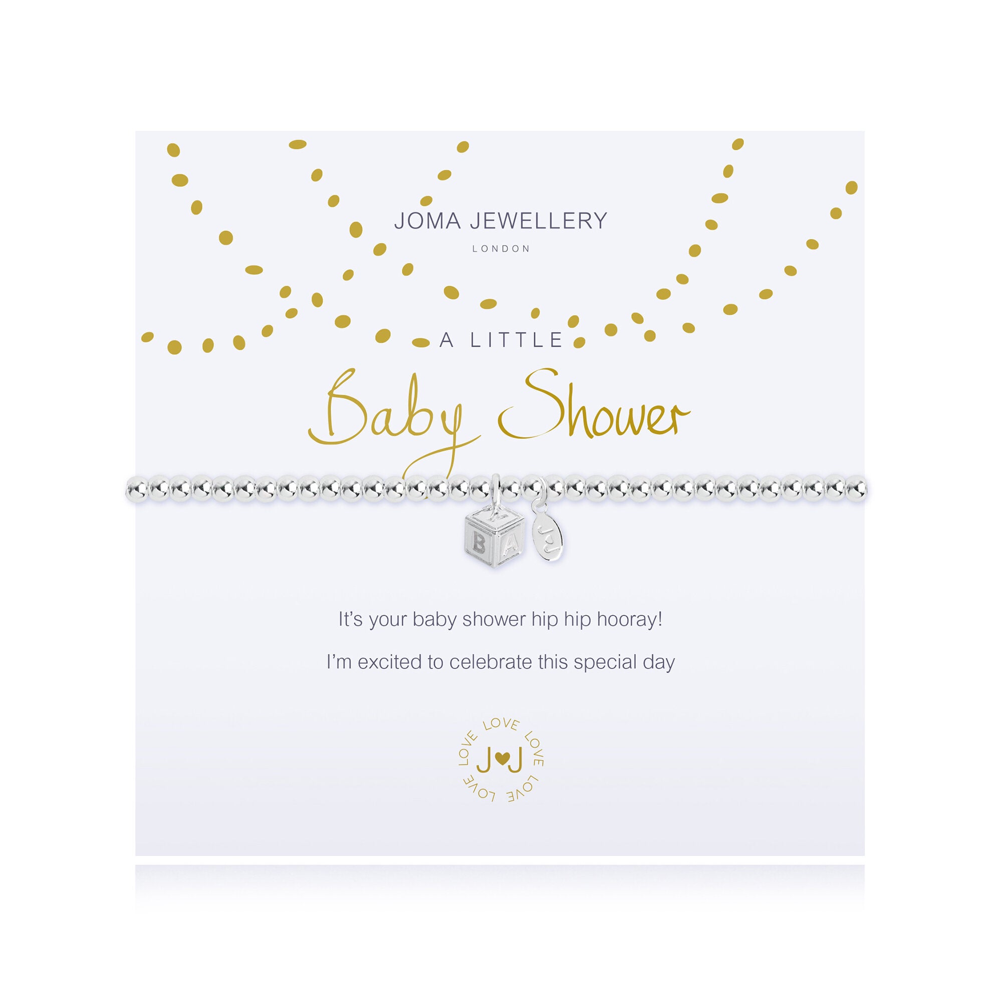 Joma Jewellery a little Baby Shower Bracelet - cube