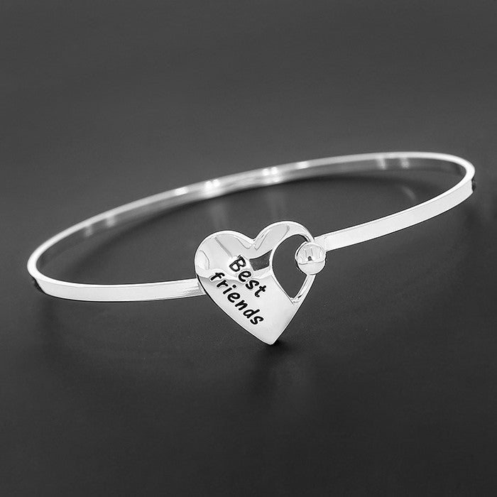 Heart Silver Plated Message Bangle Friends |More Than Just A Gift