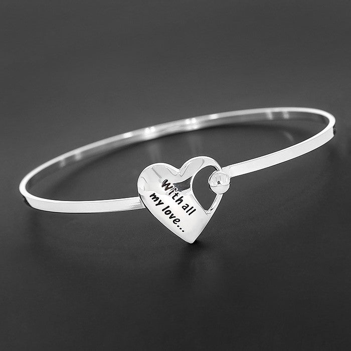 Heart Silver Plated Message Bangle Love |More Than Just A Gift
