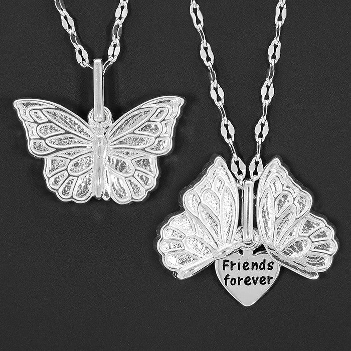 Equilbrium Secret Message Butterfly Silver Plated Necklace Friends |More Than Just A Gift