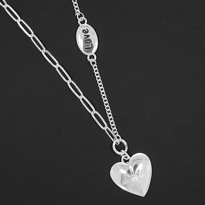 Equlibrium Hlam Sparkle Silver Plated Message Necklace Love |More Than Just A Gift