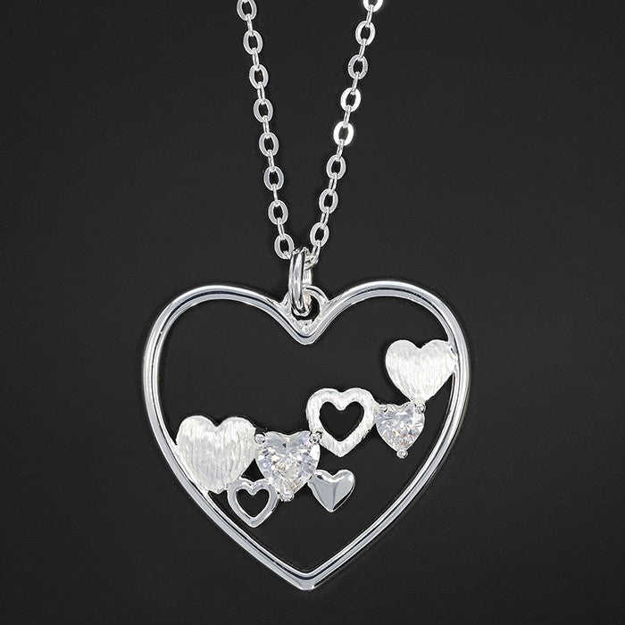 Equilibrium Silver Ice Silver Plated Many Hearts Necklace |More Than Just A Gift