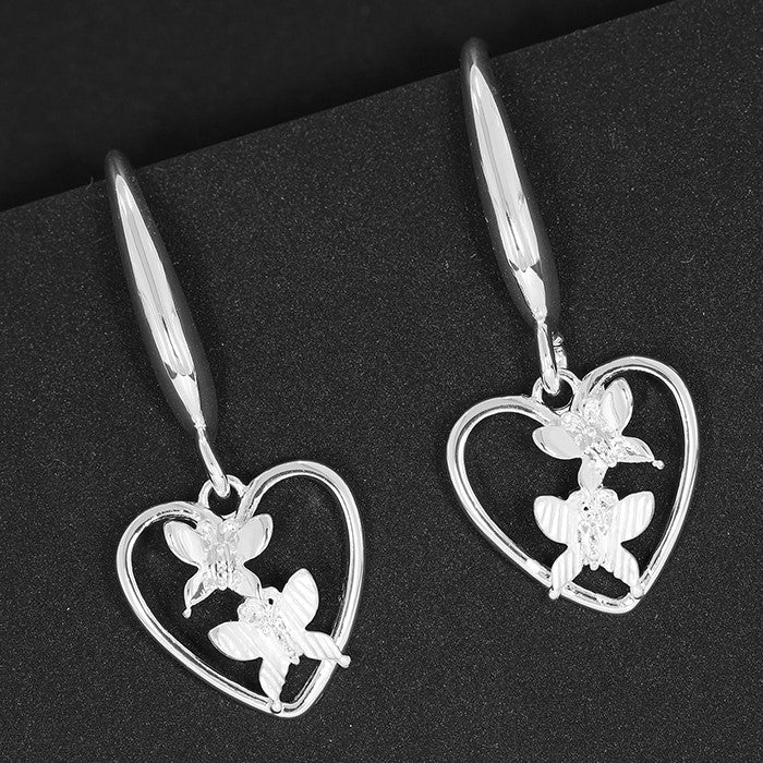 Equilibrium Silver Ice Silver Plated Butterfly Heart Earrings |More Than Just A Gift