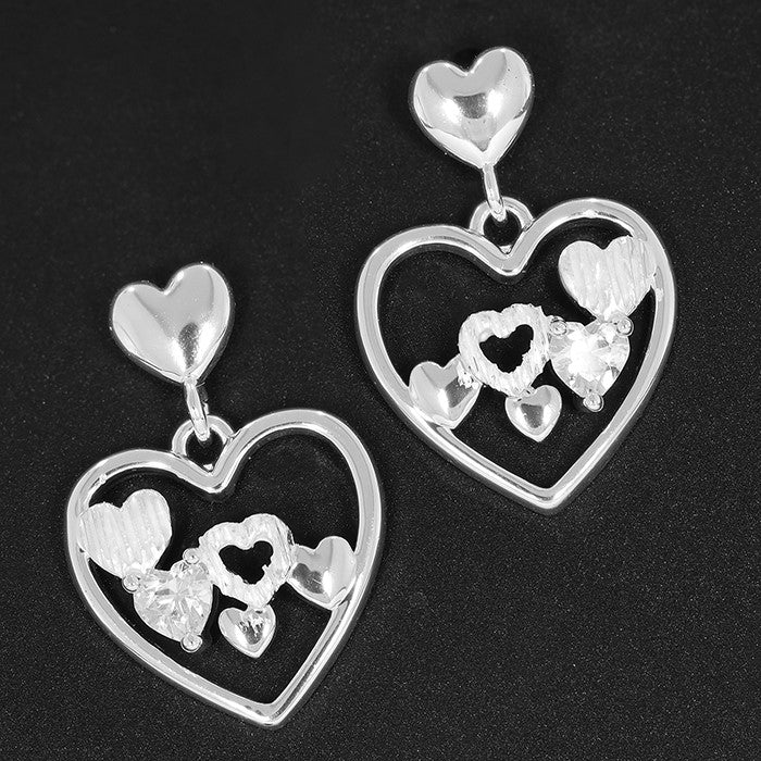 Equilibrium Silver Ice Silver Plated Many Hearts Earrings |More Than Just A Gift