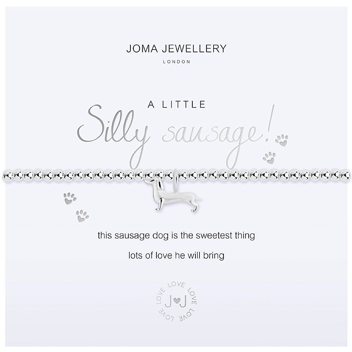 Joma Jewellery a little Silly Sausage Bracelet sausage dog More Than Just a Gift Narborough Hall