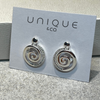 Unique & Co Silver and Rose Gold Zirconia Circular Swirl Earrings