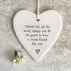 East Of India Thanks For All Porcelain Round Hanging Heart