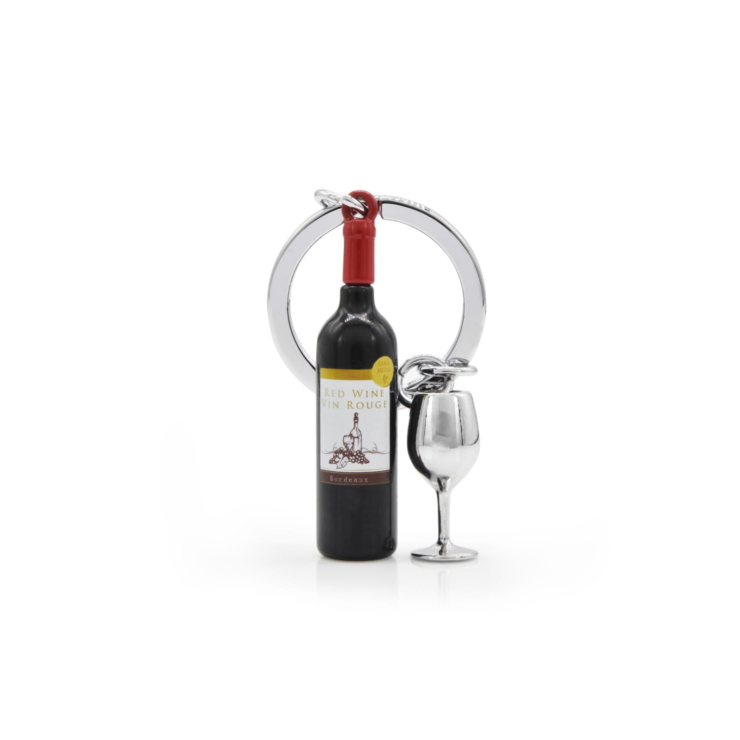 Metalmorphose  Keyring | Wine Bottle and Glass