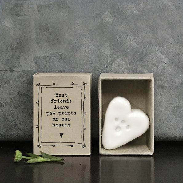 East of India Best Friends Leave paw prints on our Hearts Matchbox Token