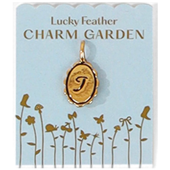 Lucky Feather - Charm Garden - Scalloped Initial Charm - Gold - T