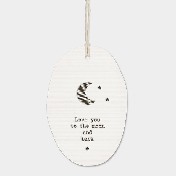 East Of India Porcelain Hanger - Love You To the Moon And Back