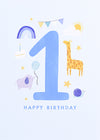 Happy First Birthday Blue Card