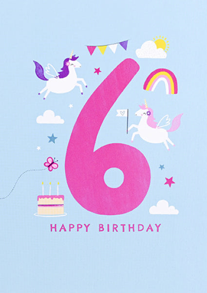 Happy 6th  Birthday Unicorns Card
