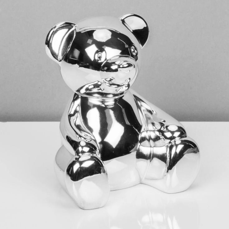 Bambino Silver Plated Money Box - Teddy Large