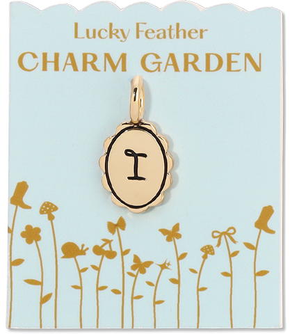 Lucky Feather - Charm Garden - Scalloped Initial Charm - Gold - I