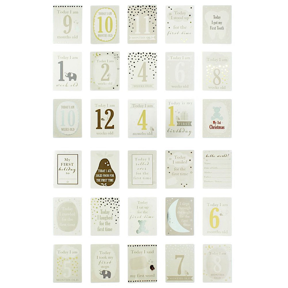 Bambino Baby's Firsts Milestone Cards