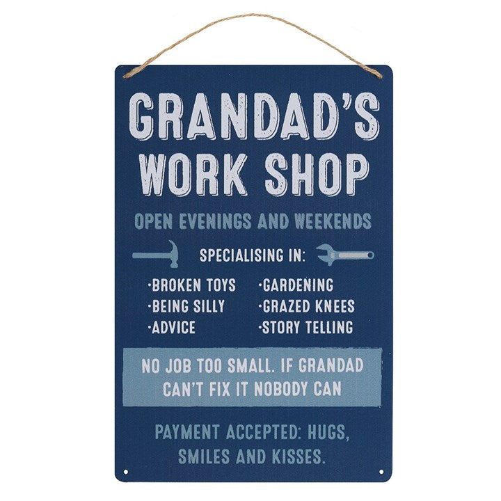 Grandad's Workshop Hanging Metal Sign