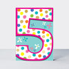 Ditto Age 5 Girl Spots & Flowers Birthday Card