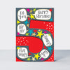 Ditto Age 5 Boy Hip Hip Hoorah Birthday Card