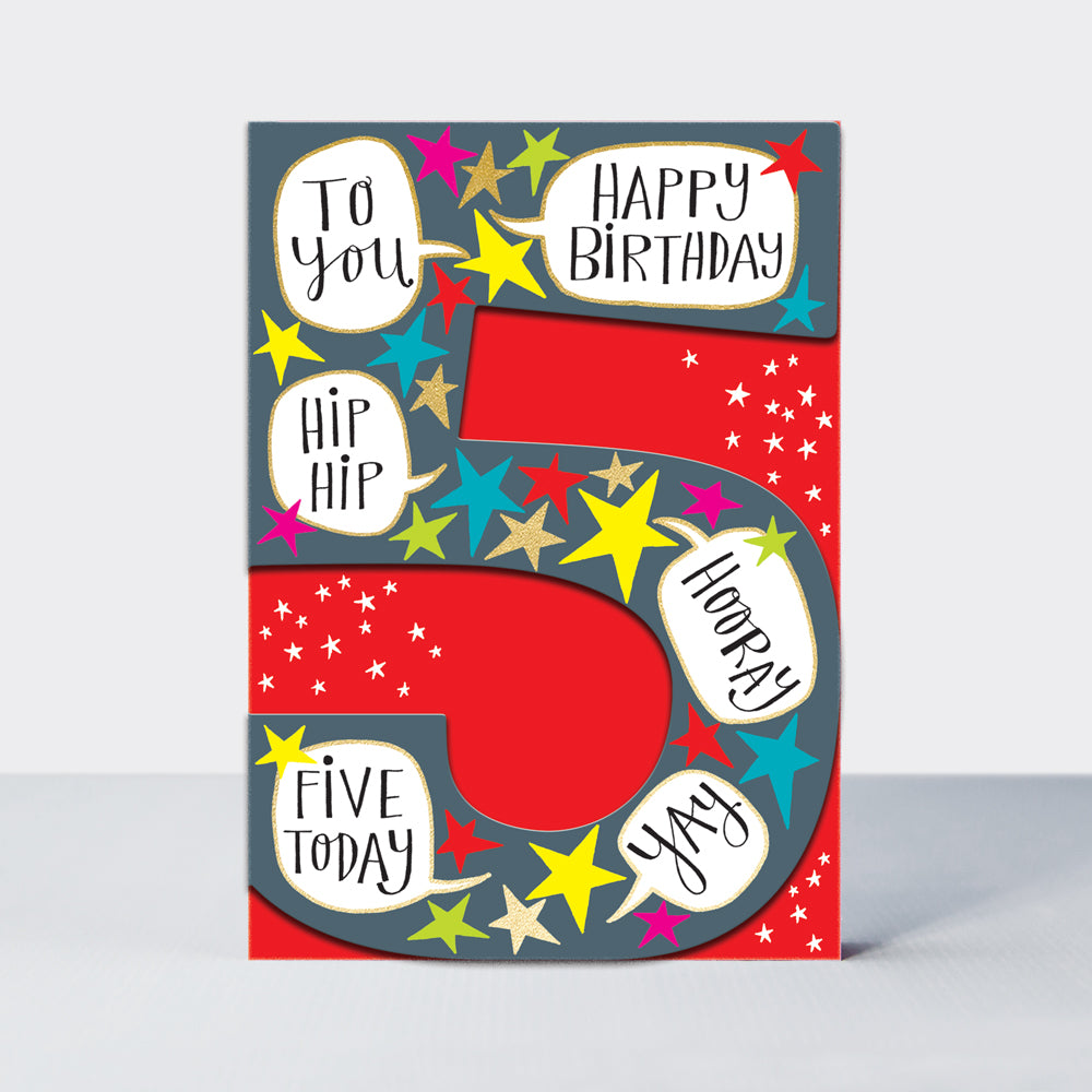 Ditto Age 5 Boy Hip Hip Hoorah Birthday Card