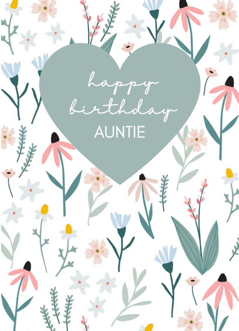 Fleur Scattered Flowers Auntie Birthday Card